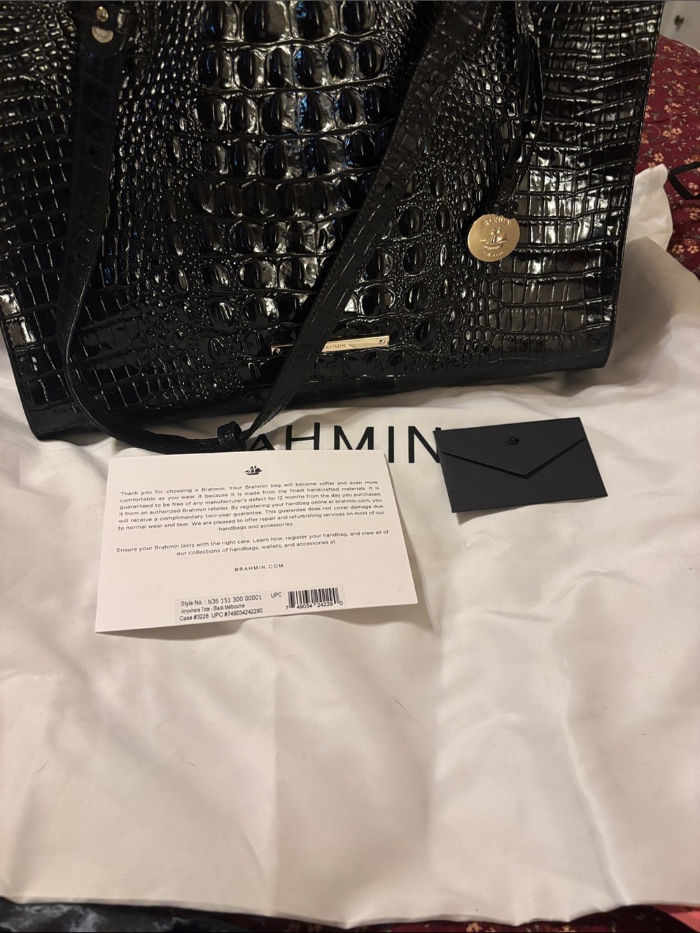 Brahmin Black Croc-Embossed Patent Tote - Picture 3 of 12